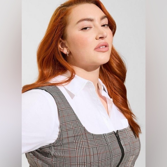 Torrid Double Knit Jacquard Square Neck Zip Front Corset Top Size 3X Academia - Picture 2 of 12